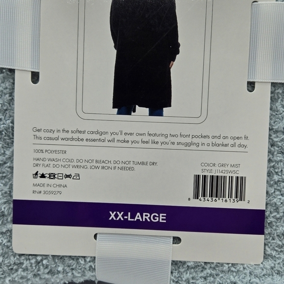 Thread & Supply Soft Teddy duster Plush Cardigan Grey Mist XXL - Picture 7 of 9